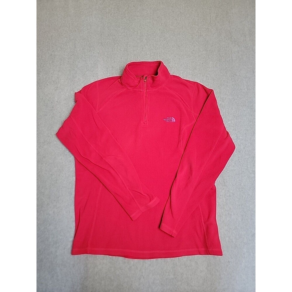 The North Face Fleece Pullover Womens Large Pink 1/4 Zip Polartec Mock Neck AJHP